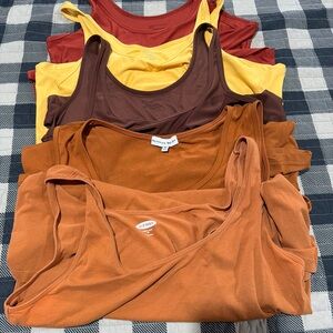 Old Navy Women's Tank Tops in Orange, Brown, and Yellow